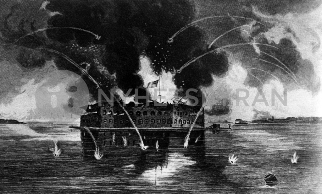 Bombardment by Confederate batteries at Fort Sumter in Charleston ...