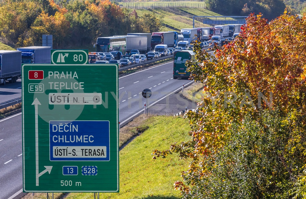 Traffic jam on the D8 motorway